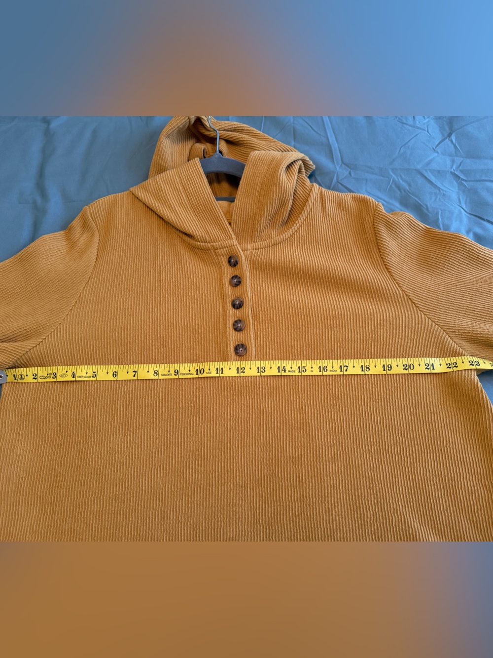 J. Jill Mustard Waffle Knit Tunic Hoodie Pullover Size L - Picture 11 of 11